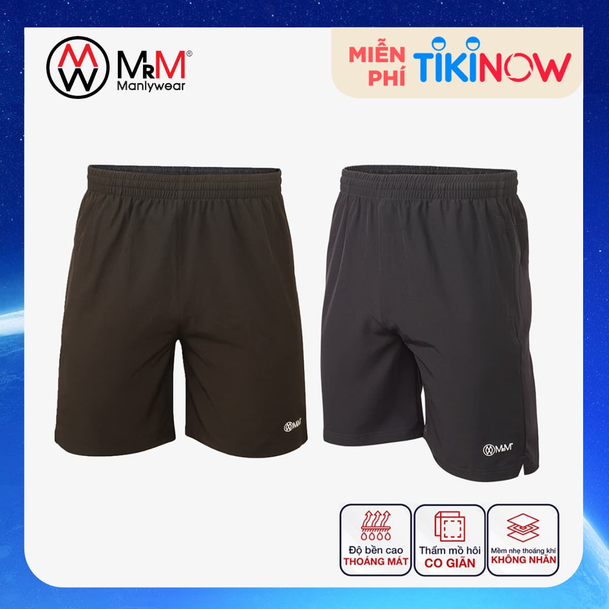 Set 2 quân đui nam quân Short Gio nam thê thao Basic tre trung năng đông thoang mat co gian 4 chiêu MRM Manlywear XL Đen &Xanh