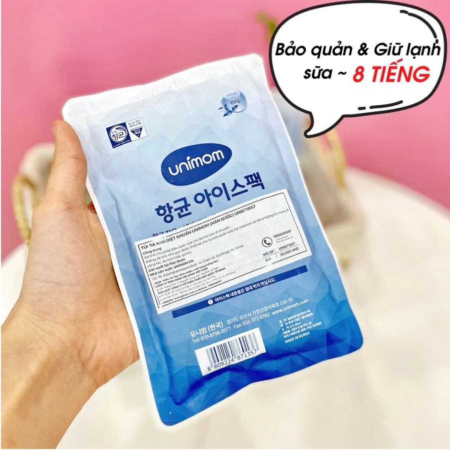 Túi đá khô diệt khuẩn Nano giữ nhiệt bảo quản lạnh sữa an toàn tiện lợi Unimom
