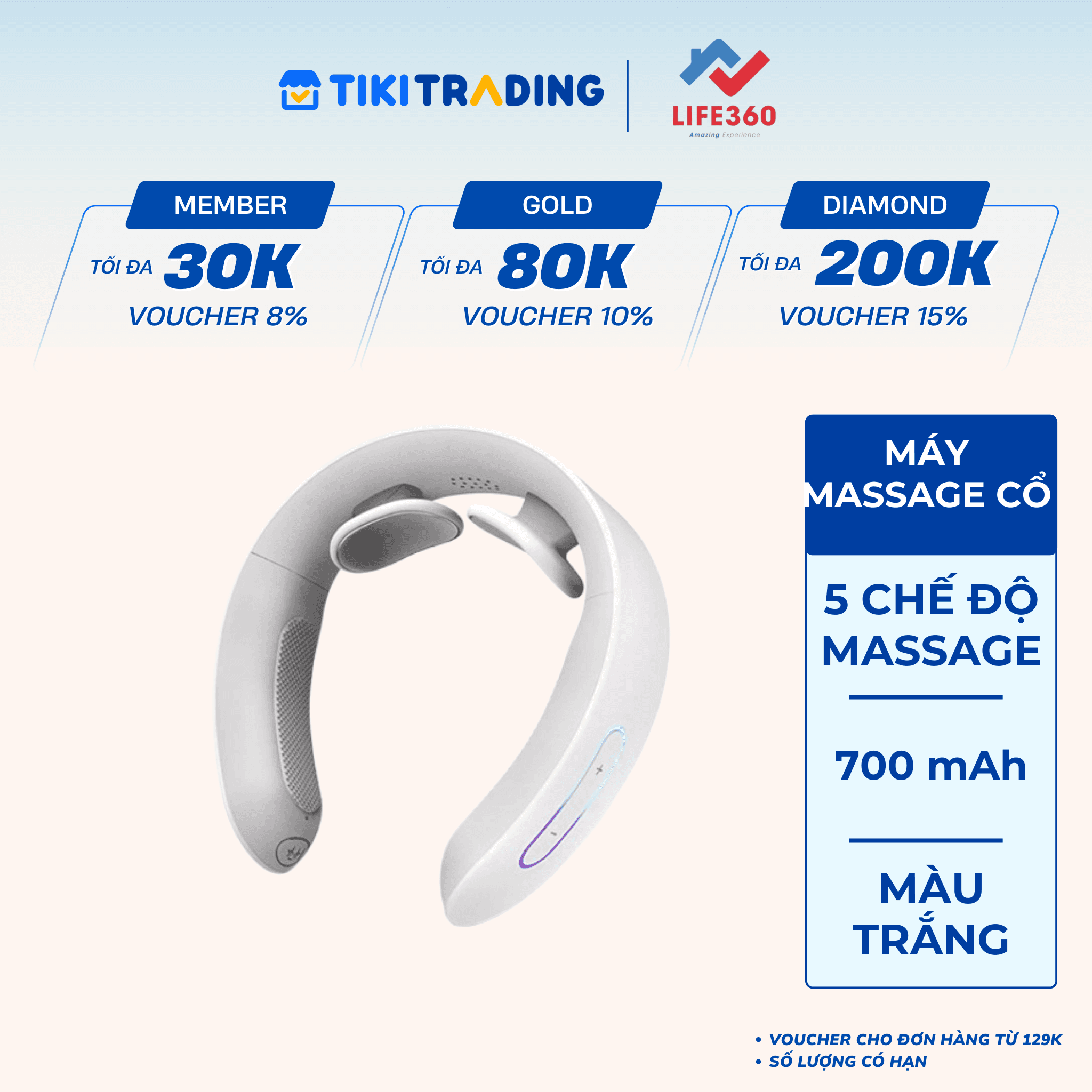 Máy Massage Cổ Thông Minh Life360 MSC AL22 Giảm Nhanh Cơn Đau Quà Tặng Ý Nghĩa Hang Chinh Hang