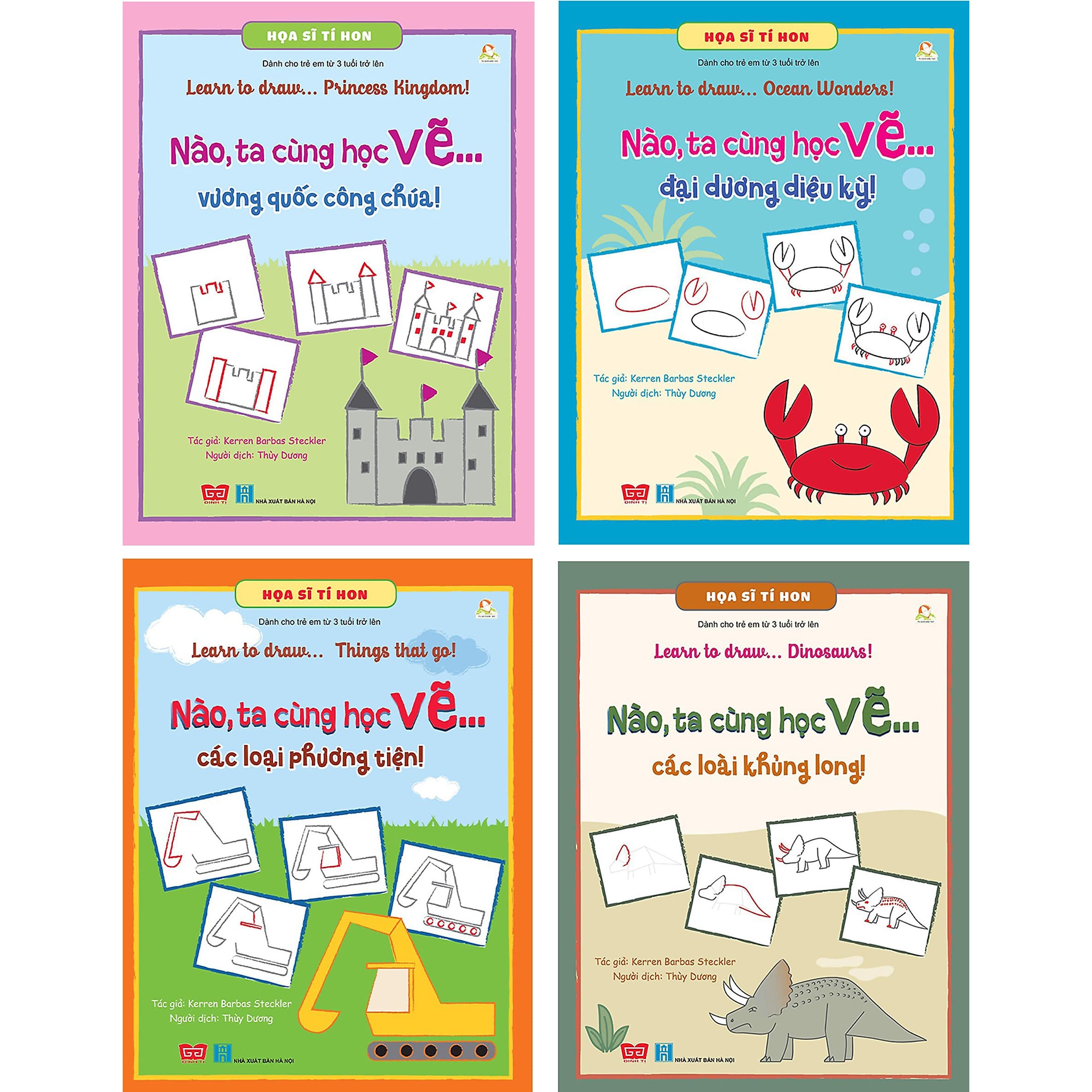 Combo Họa Sĩ Tí Hon Learn To Draw 4 Cuốn Princess Kingdom Nào ta cùng học vẽ...vương quốc công chúa Ocean Wonders Nào ta cùng học vẽ...đại dương diệu kỳ Dinosaurs Nào ta cùng học vẽ...các loài khủng long Things that go Nào ta