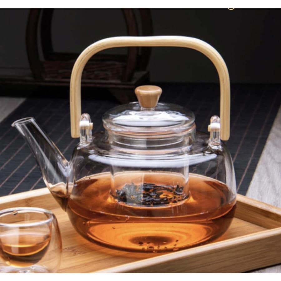 Ấm pha trà thủy tinh quai gỗ 900ml ANTH682