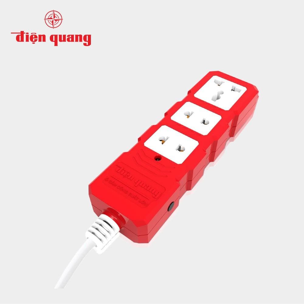Ổ cắm Công suất lớn Điện Quang ĐQ ESKHP 2M 3 lỗ dây 2m Màu đỏ trắng