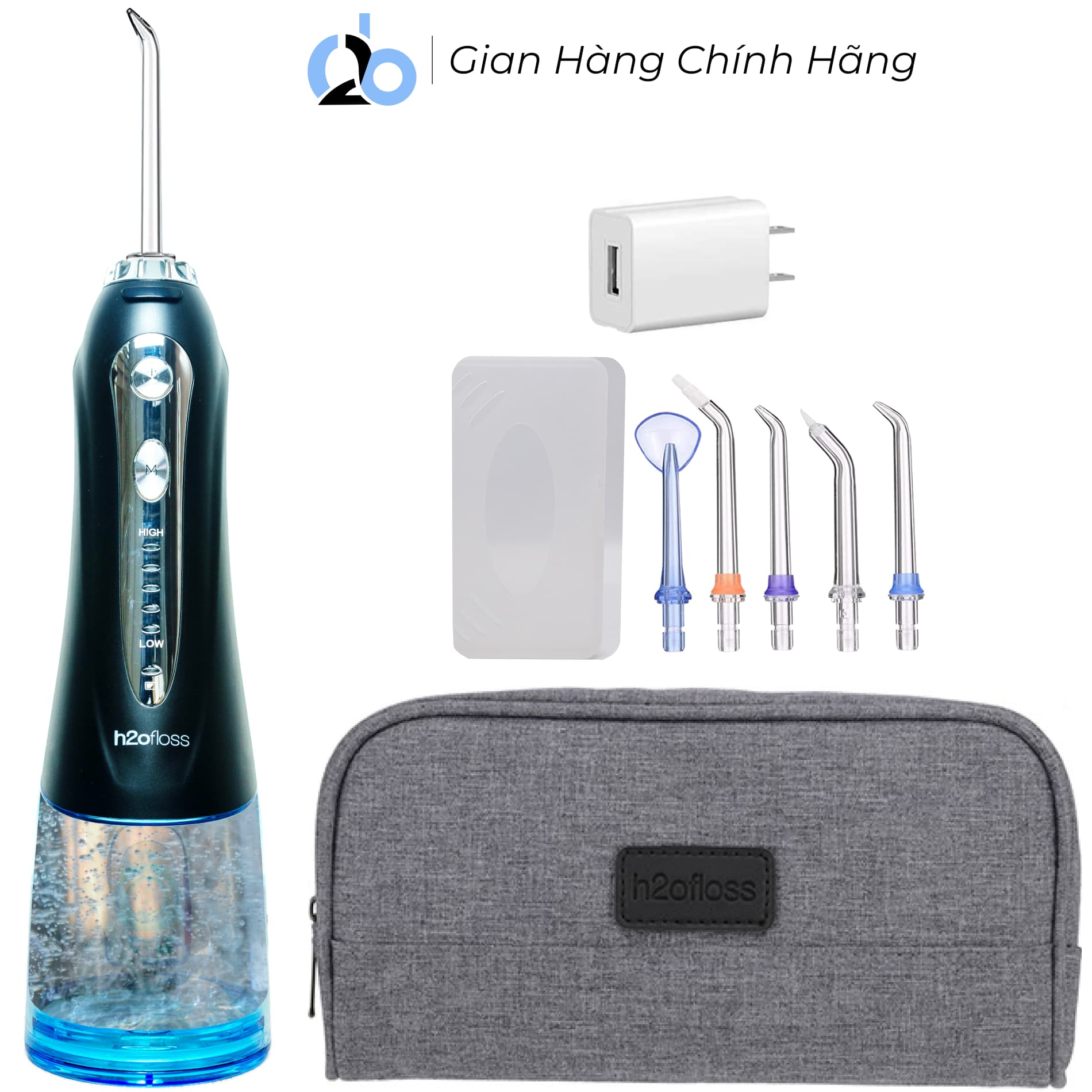Tăm nước cầm tay H2ofloss HF 9P. Phiên bản thế hệ thứ 5 Đen
