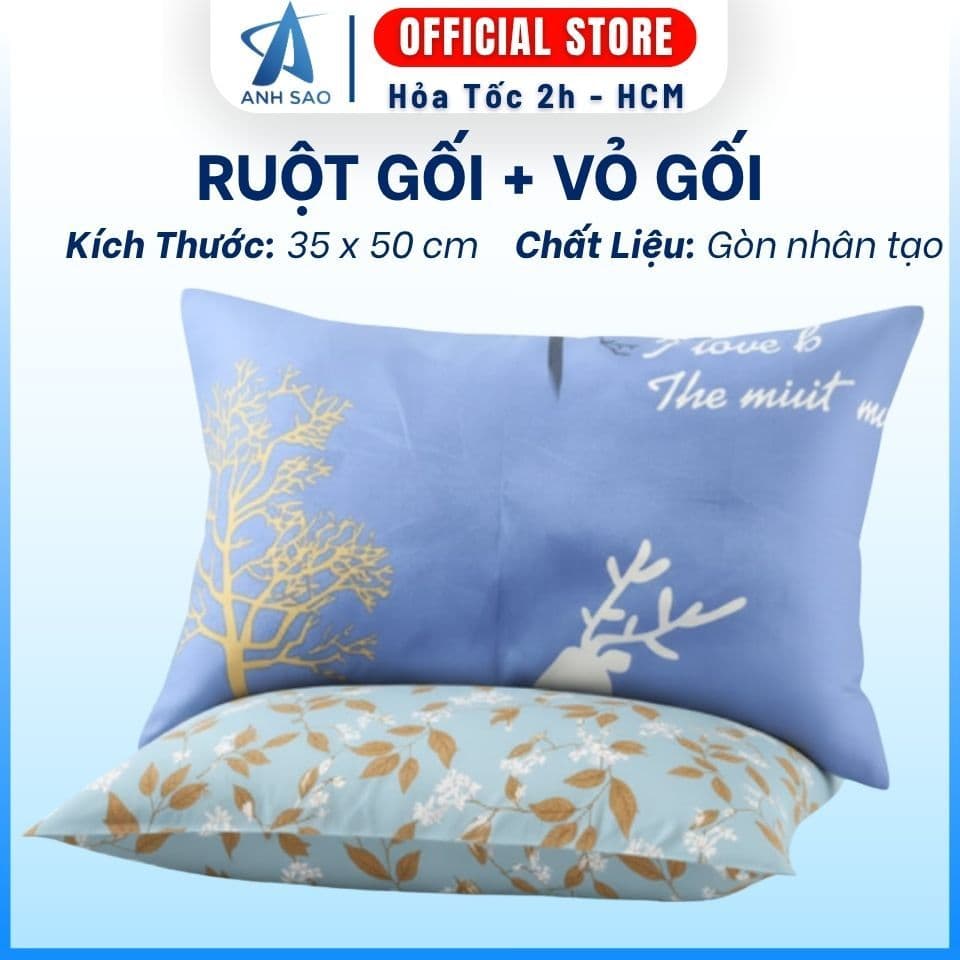 Gối hơi 35 x 50 cm cao cấp A có khoá kéo tiện lợi đã gồm vỏ gối giao vỏ gối mẫu ngẫu nhiên 1 cặp gối 1 cặp vỏ