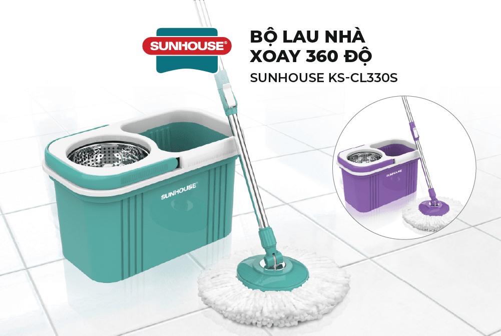 Bô lau nhà xoay 360 đô Sunhouse KS CL330S