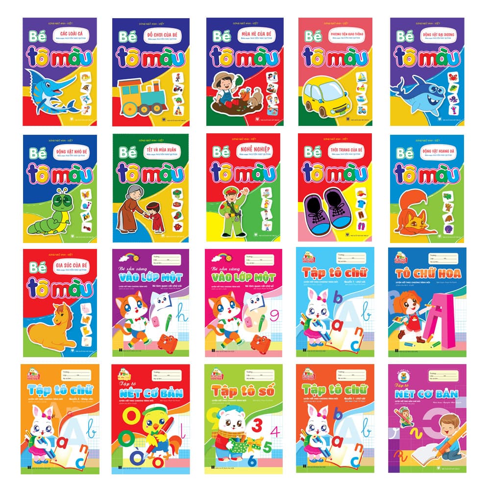 Combo 20 cuốn Bé Tô màu Luyện chữ Mầm non Chuẩn bị vào lớp 1