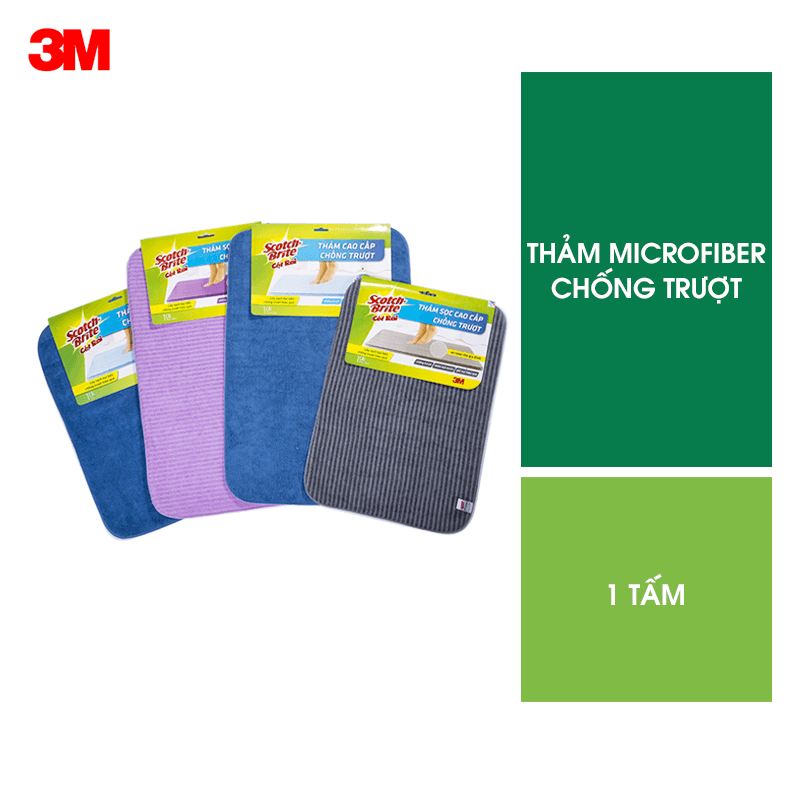 Thảm chống trượt cao cấp Scotch Brite 3M 40x60cm đa năng lấy bụi hiệu quả thấm hút nước tốt nhanh khô Blue