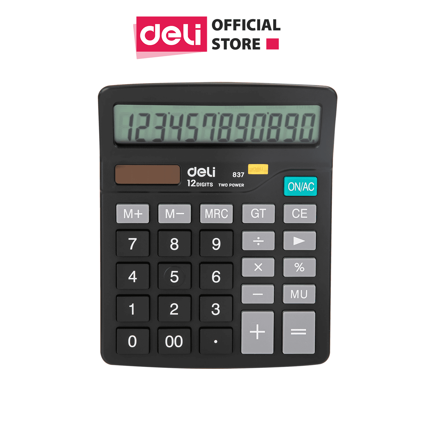 Máy Tính Để Bàn 12 Số Deli Phù Hợp Kinh Doanh Văn Phòng Tính Chính Xác Cao Tiện Lợi E837 TE837C Đen