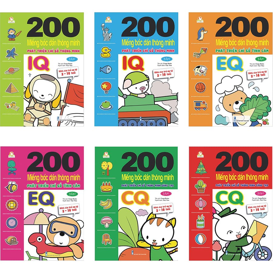 Combo 200 Miếng bóc dán thông minh 2 10 tuổi Bộ 6 quyển