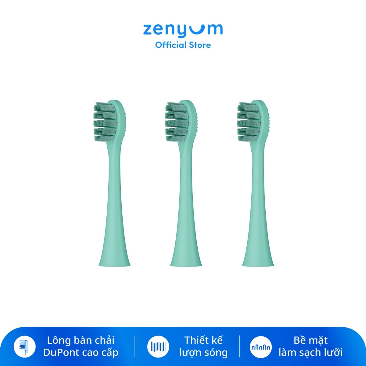 Combo 3 Đầu Bàn Chải Điện Thay Thế Zenyum Sonic Công Nghệ Singapore Xanh Mint