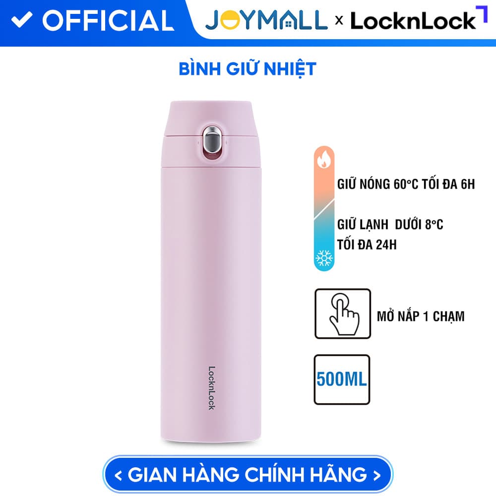 Bình Giữ Nhiệt LocknLock Featherlight One touch Tumbler 500ml LHC3257LVOL Màu tím