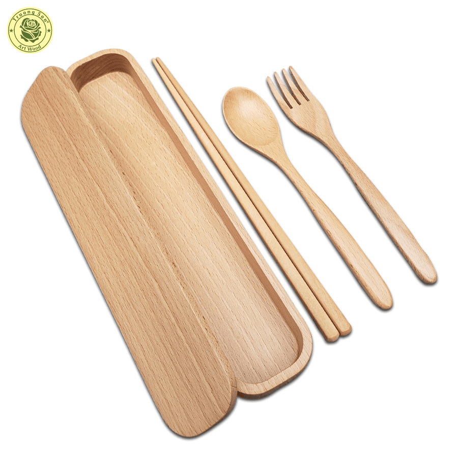 Bộ Muỗng Đũa Nĩa Cá Nhân Kèm Hộp Đựng Bằng Gỗ Mang Đi Tiện Dụng Đồ Dùng Gia Dụng Thương Hiệu Trường Sơn