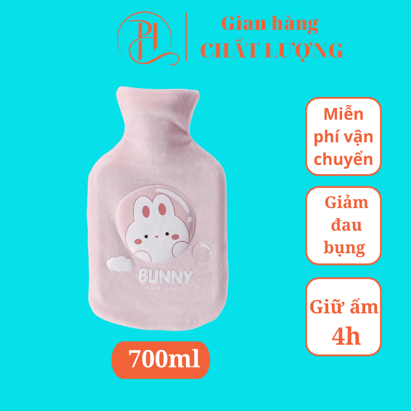 Túi chườm bụng kinh 700ml túi chườm nóng giảm đau bụng đau lưng nam tặng nữ Bunny Pink 2 700ml