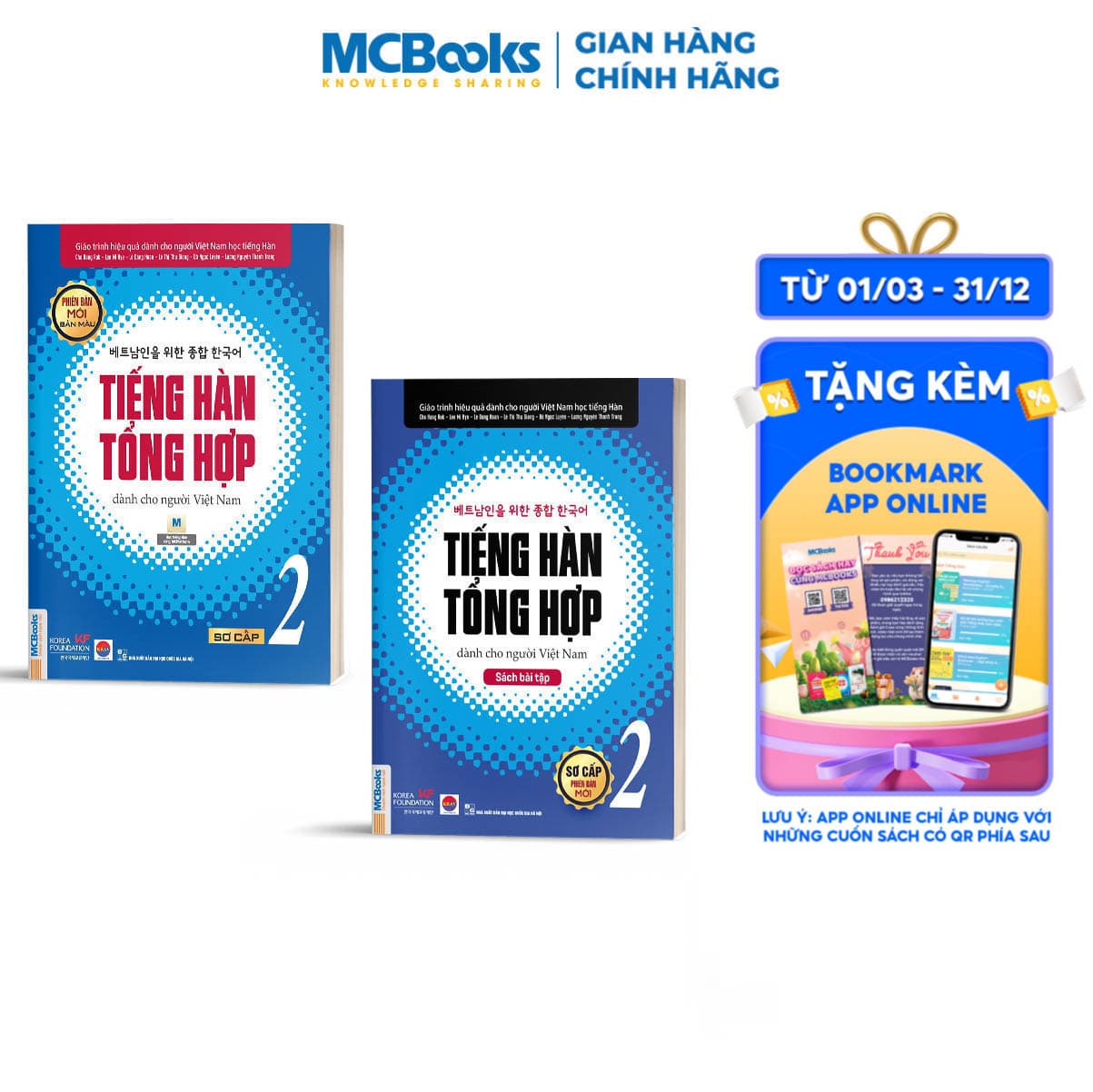 Combo Tiếng Hàn Tổng Hợp Sơ Cấp 2 Dành Cho Người Việt Nam Bản In Màu Học Kèm App