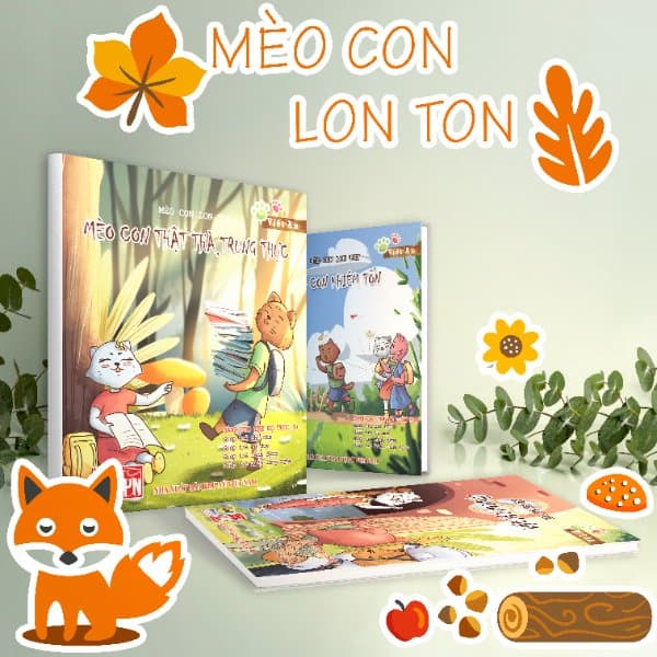COMBO 3 TẬP MÈO CON LON TON MÈO CON CAN ĐẢM MÈO CON KHIÊN TỐN MÈO CON THẬT THÀ TRUNG THỰC