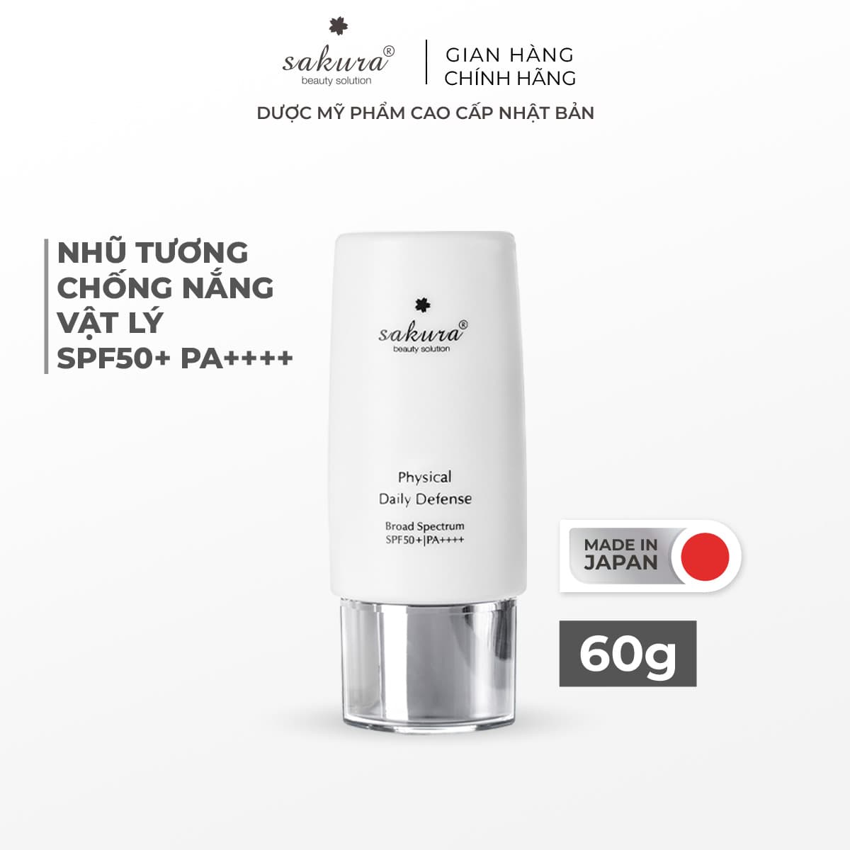 Kem Chống Nắng Sakura Physical Daily Defense SPF 50 PA 60g