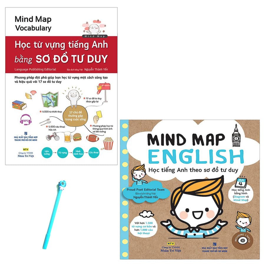 Combo Mind Map Vocabulary Học Từ Vựng Tiếng Anh Bằng Sơ Đồ Tư Duy và Mind Map English Học Tiếng Anh Theo Sơ Đồ Tư Duy Kèm CD Tặng Kèm Bút