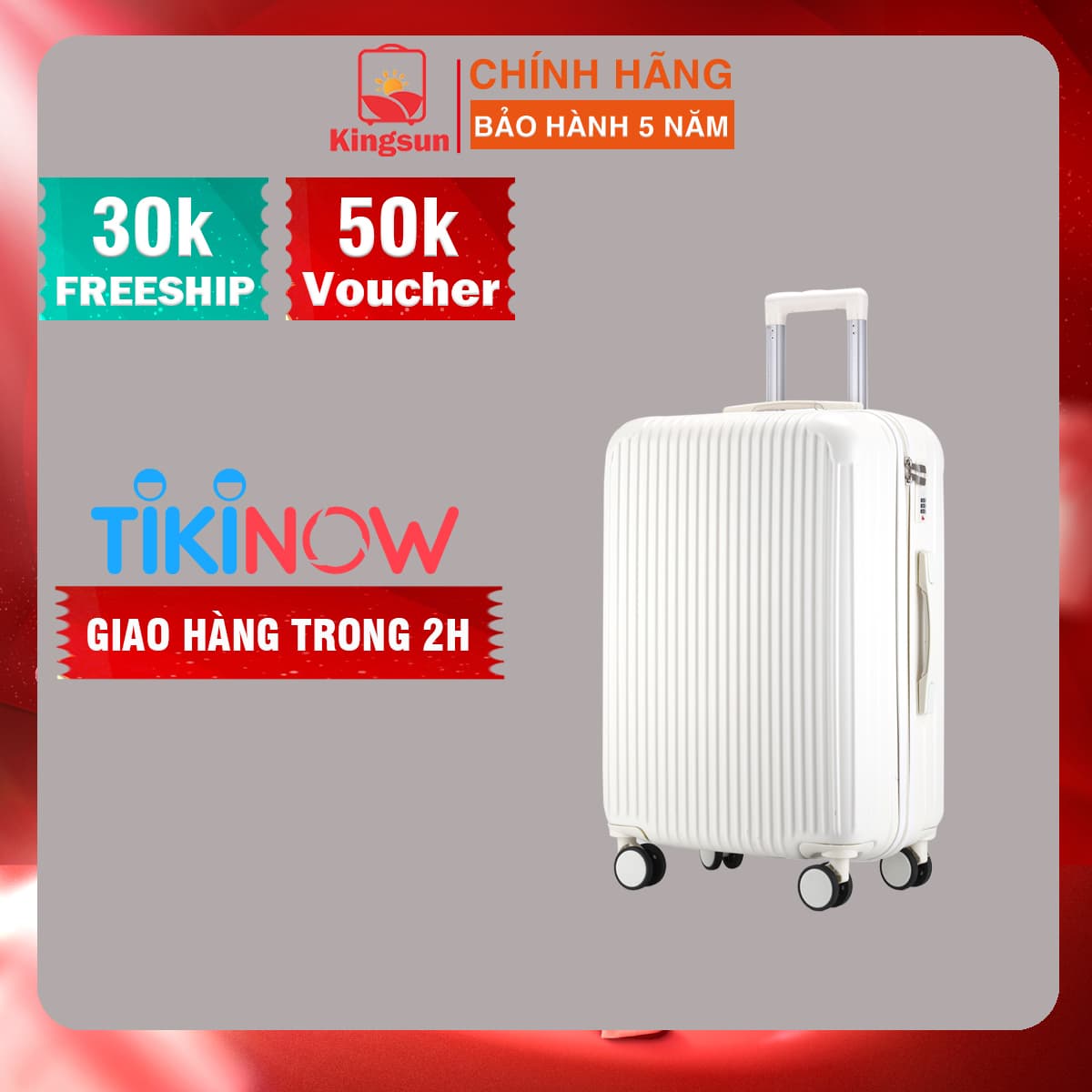 Vali Kéo Du Lịch Size 20inch KS T01 Trắng Sữa