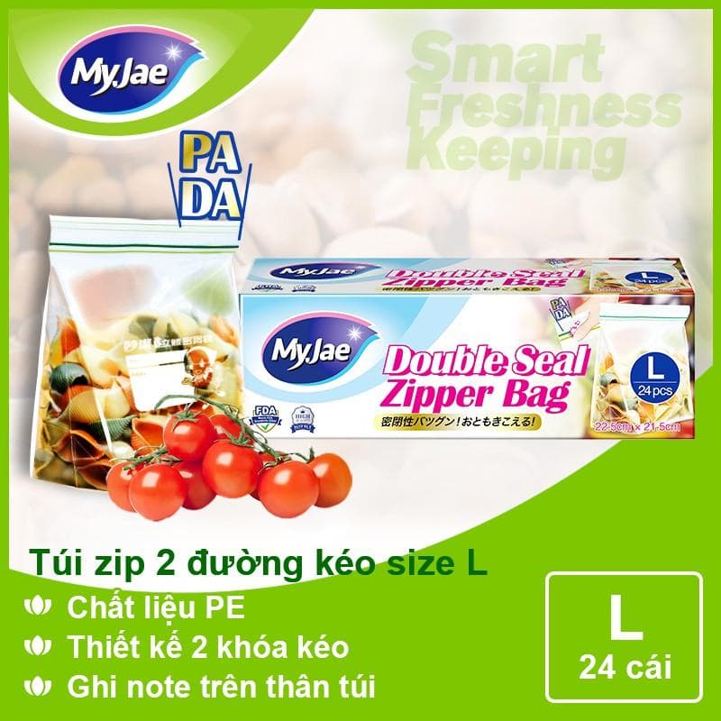 Chọn Loại Túi Zip PE Trong Suốt 2 Đường Kéo MyJae Túi Bọc Đồ Ăn Rau Củ Bảo Quản Trong Tủ Lạnh L