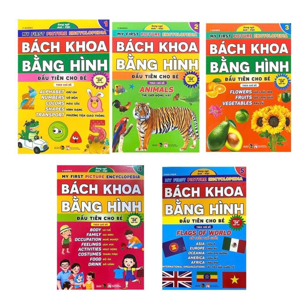 Bách khoa bằng hình đầu tiên cho bé theo chủ đề bô 5 cuôn song ngữ Anh Việt