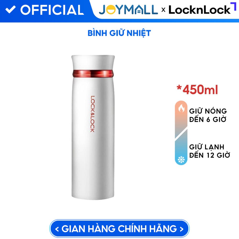 Bình Giữ Nhiệt Feather Light Lock&Lock LHC4131WR 450ml Trắng Đỏ