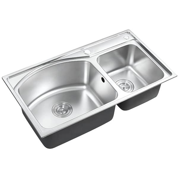 Chậu Inox SUS304 2 hố Eurolife EL C8145 Trắng bạc