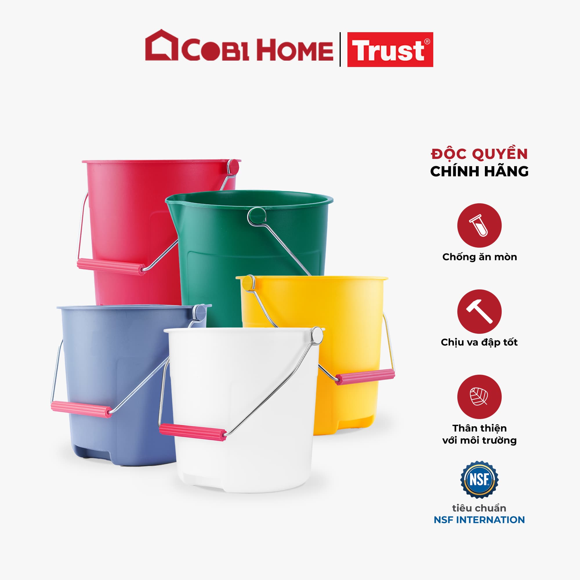 Xô nhựa tròn đa năng 13L TRUST nhiều màu Màu Xám