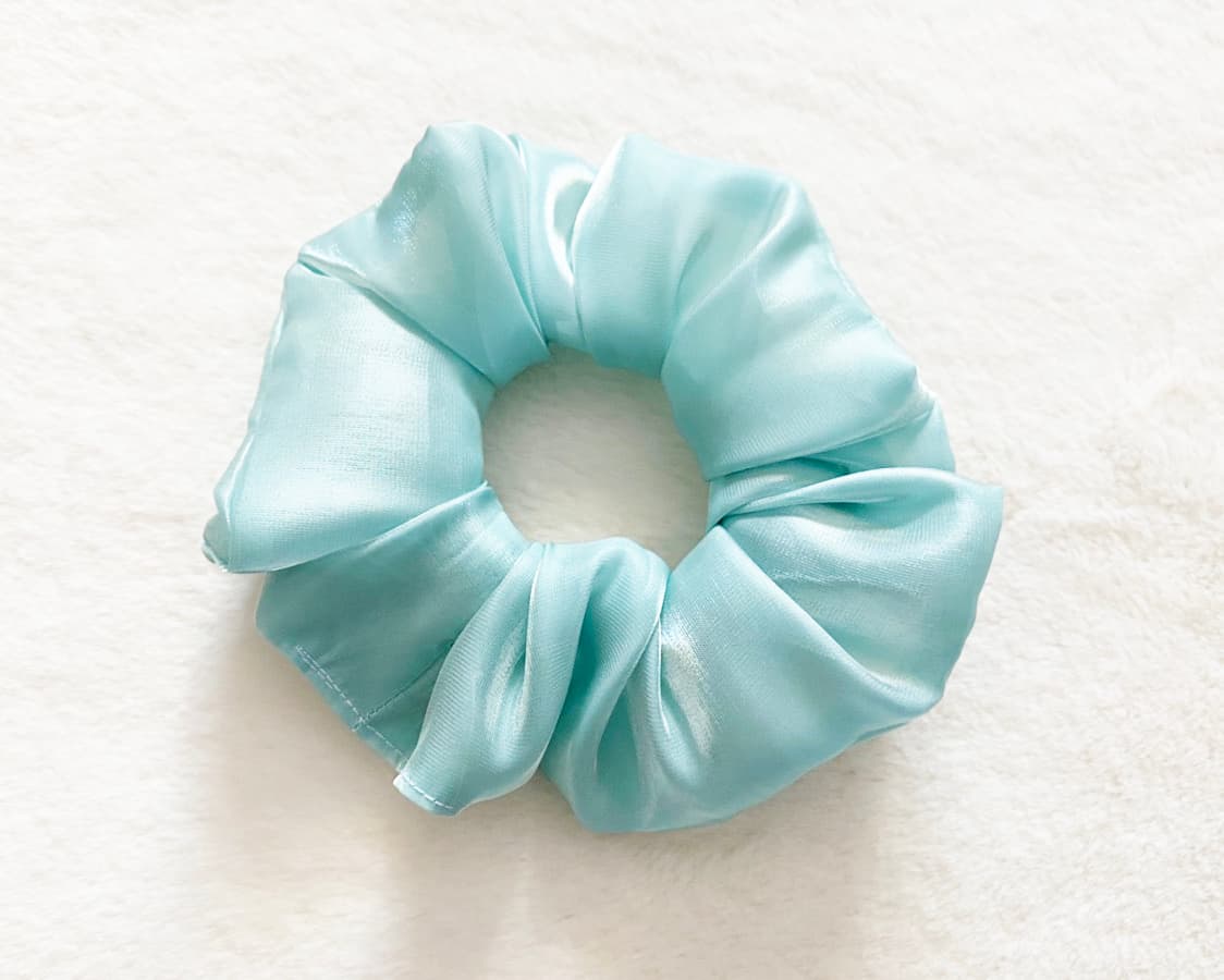 Cột tóc srunchies mẫu mới màu hồng phấn đẹp Xanh ngọc ánh kim