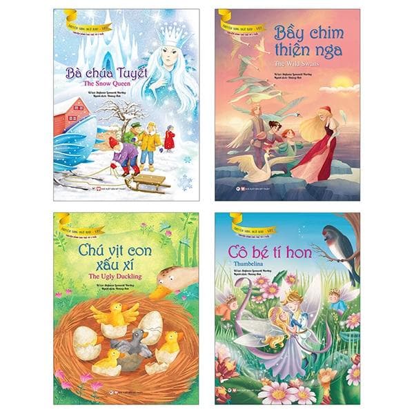 Bộ Truyện Song Ngữ Anh Việt Dành Cho Trẻ Từ 3 Tuổi Bà Chúa Tuyết Bầy Chim Thiên Nga Chú Vịt Con Xấu Xí Cô Bé Tí Hon Bộ 4 Cuốn