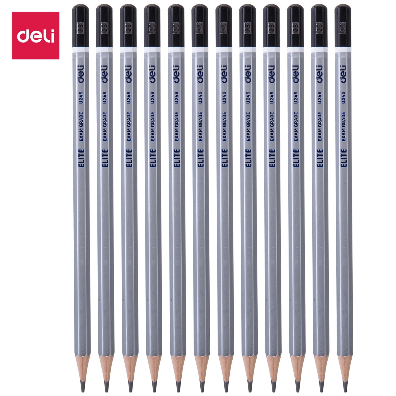 Bút chì 2B cao cấp Deli màu bạc 12 câyhộp CU24910