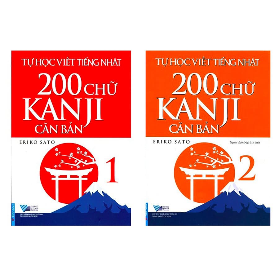 Combo sách Tự Học Viết Tiếng Nhật 200 Chữ Kanji Căn Bản Tâp 1 và 2