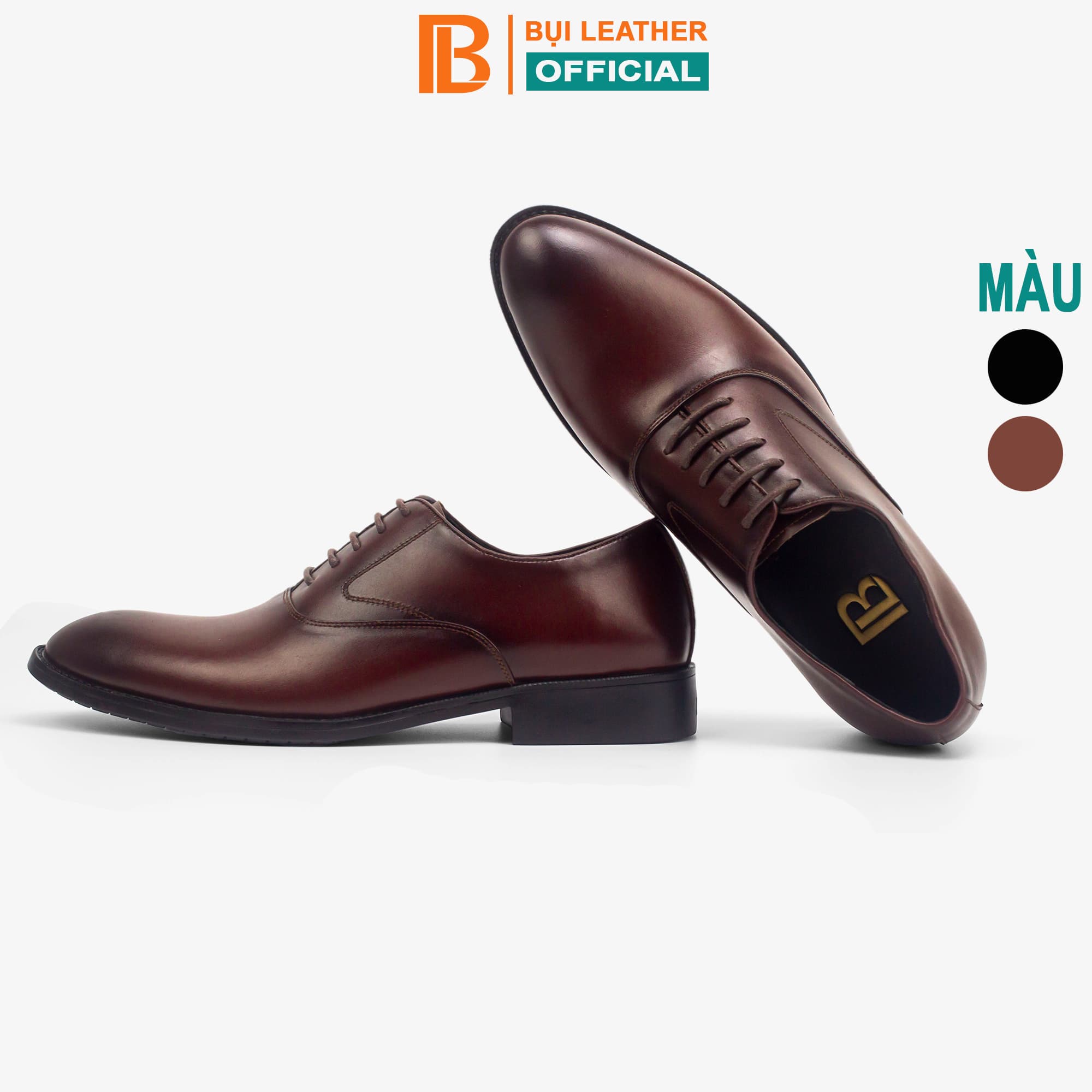 Giày da nam giày oxford công sở G103 Da bò Nappa cao cấp Màu nâu 42