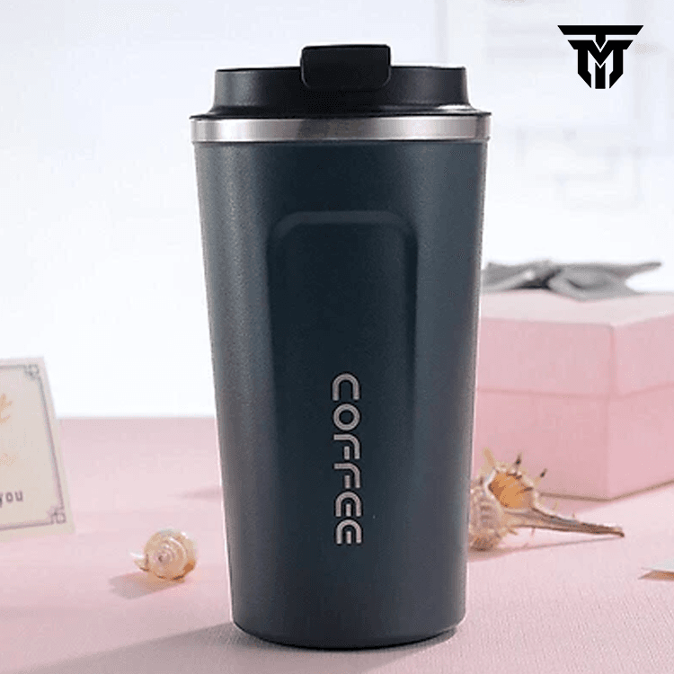 Cốc Giữ Nhiệt Coffeeholic Teement Inox 304 Dung Tích 510ml Cao Cấp Kiểu Dáng Hàn Quốc Cầm Tay Sang Trọng Xanh dương