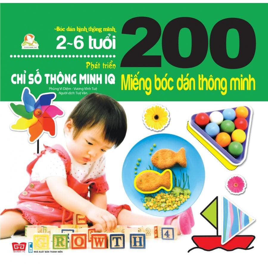 Sách 200 Miếng Bóc Dán Thông Minh Phát Triển Chỉ Số Thông Minh IQ 2 6 Tuổi Tái Bản 2018