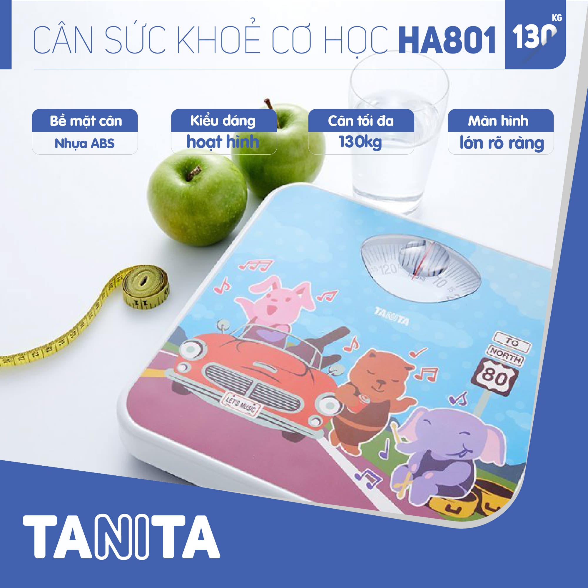 Cân sức khoẻ cơ học Tanita HA801 Nhật Bản Tanita nhật bản cân cơ học cân cân nhật bản cân sức khoẻ y tế cân sức khoẻ gia đình cân sức khoẻ cao cấp cân 120kg cân 130kg Cân sức khoẻ mini HÌNH ĐỘNG VẬT NGỘ NGHĨNH