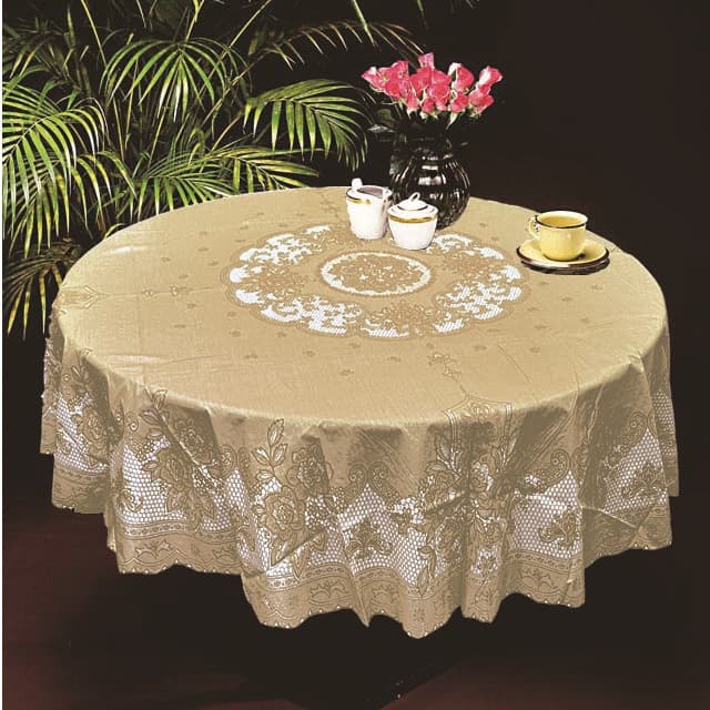 KHĂN TRẢI BÀN PAULEE FY116 TRÒN ĐƯỜNG KÍNH 178 CM HOA VĂN MÀU NÂU KHÔNG THẤM NƯỚC. tròn 178 cm