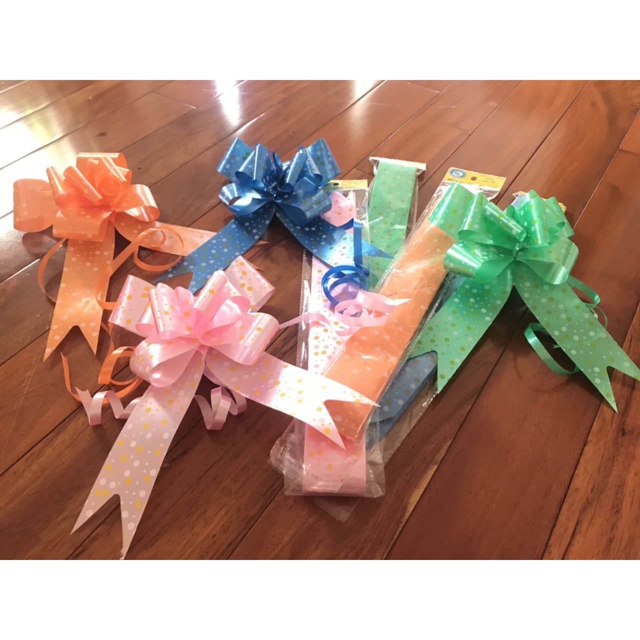 100 Nơ rút size 5cm trang trí giỏ quà hộp quà lễ tiệc cưới hỏi trộn nhiều màu