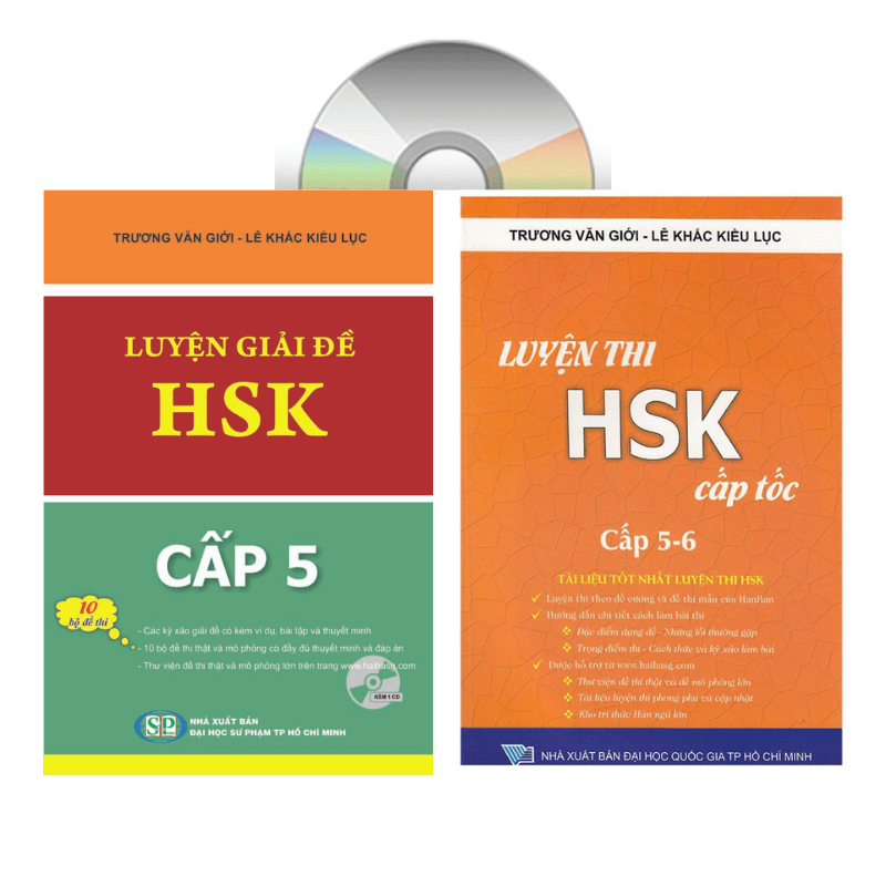 Combo 2 sach Luyên giai đê thi HSK câp 5 co mp3 nghe Luyên thi câp tôc tâp 3 HSK 56 Tiếng Trung giản thể bính âm Pinyin nghĩa tiếng ViệtDVD tai liêu
