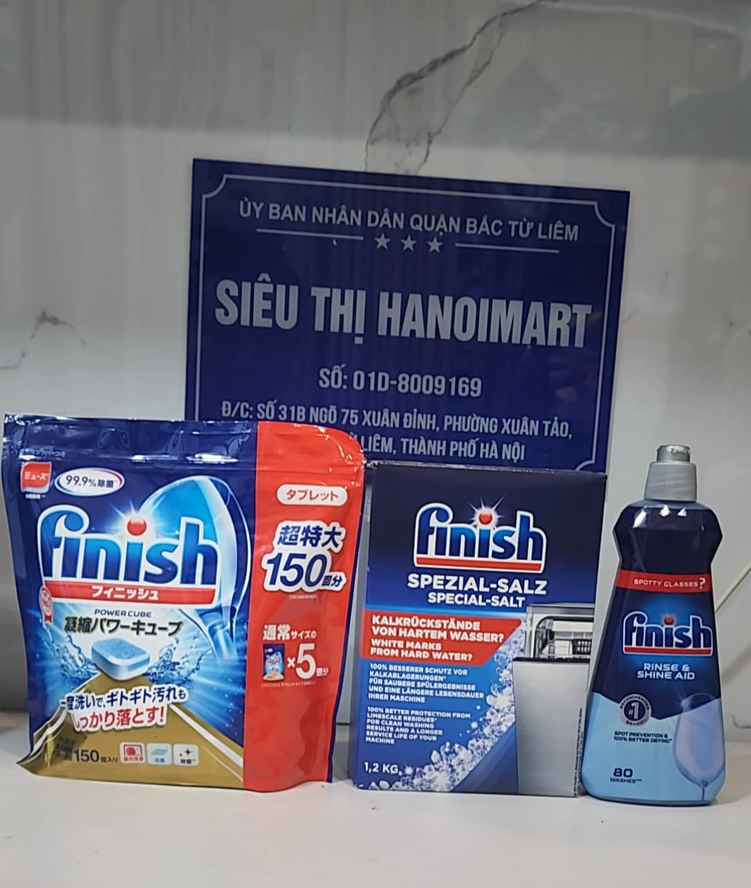 Combo Viên rửa bát Finish Nhật 150 viên Muối rửa bát Finish 1 5kg Nước làm bóng bát Finish 800ml Combo 150Vmuối 1.2kgbóng 400ml Siêu Thị Hanoimart