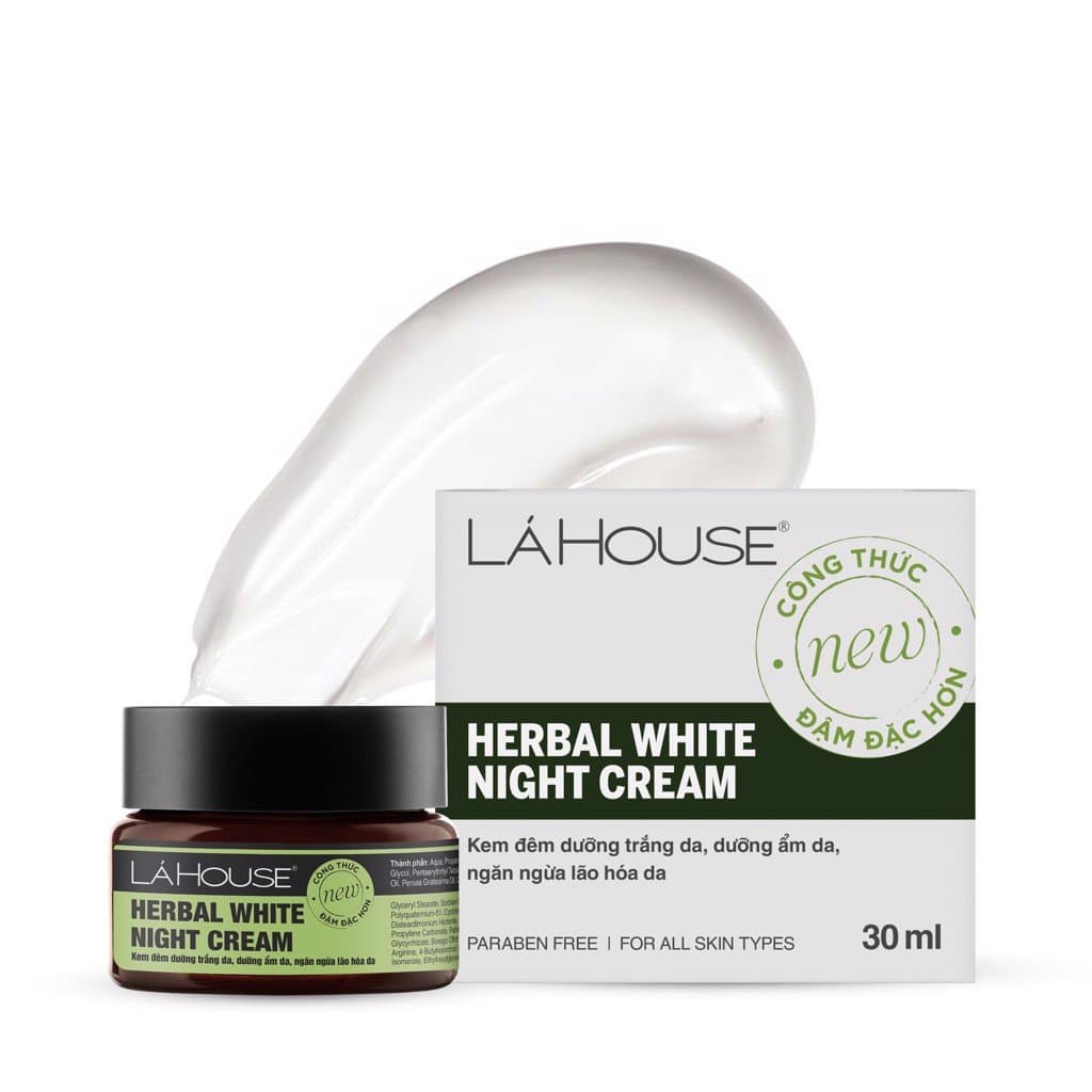 Kem đêm dưỡng trắng da Lá House Herbal White Night Cream 10ml30ml 30ml