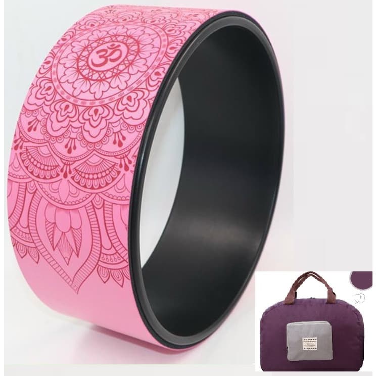Vòng tập yoga 33 14 cm PU Tặng Kèm túi đựng vòng khung nhựa ABS chịu lực 300 kg bọc cao su Pu in hoa văn chống trơn trượt 100 Hồng Túi