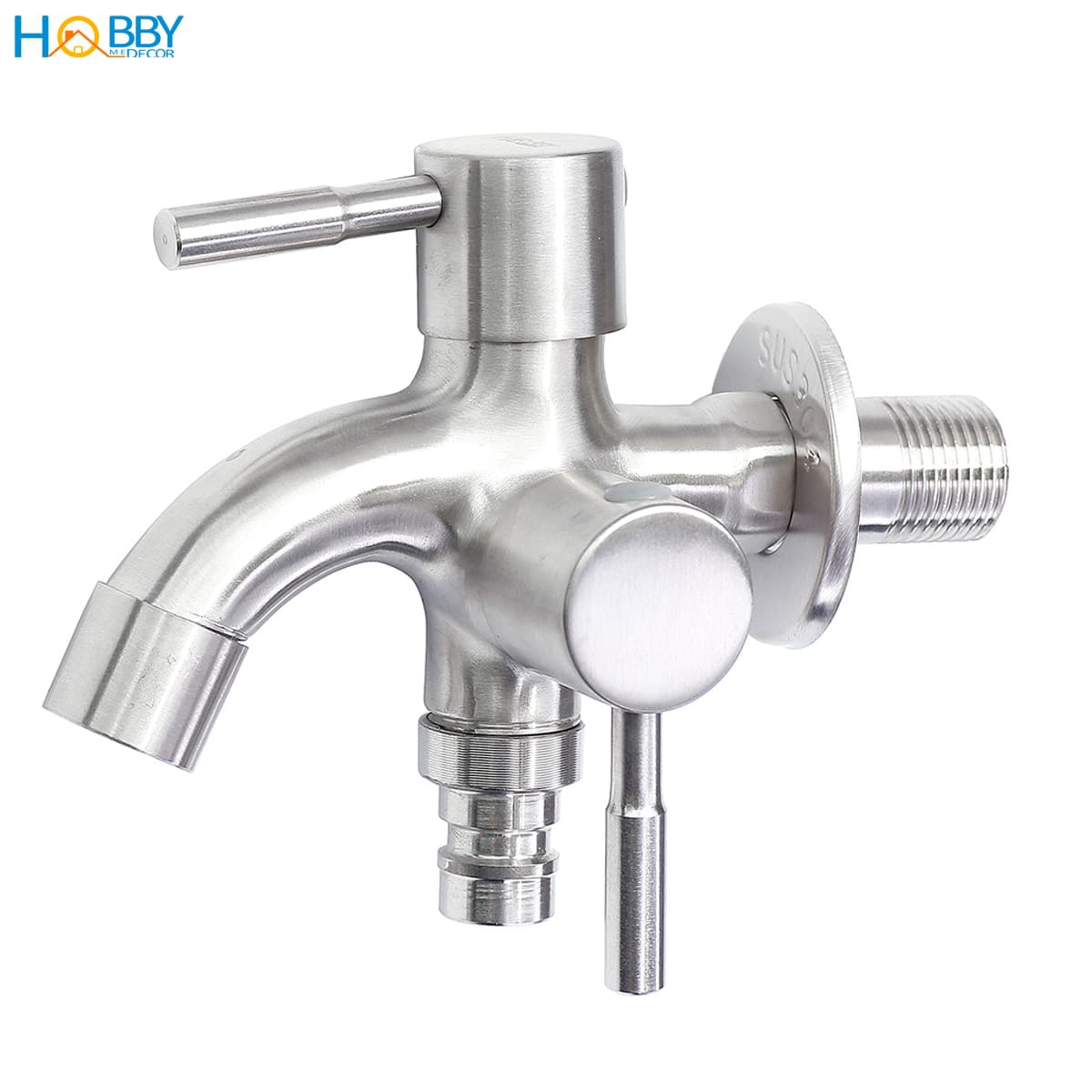 Vòi củ sen lạnh đa năng 2 đầu xả Inox 304 ren 21 Hobby home decor CS1