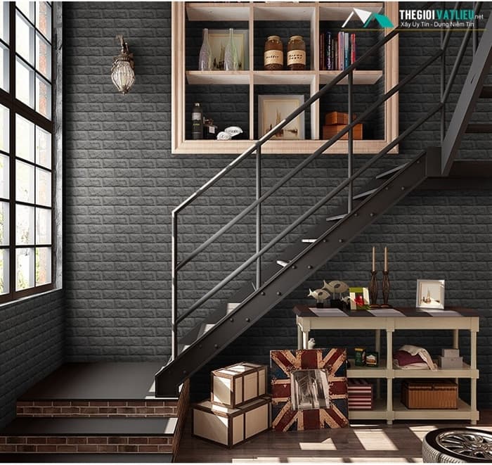 Miếng Xốp Dán Tường Giả Gạch 3D Trang Trí Nhà Cửa Phòng Học Nhà Hàng Chống Thấm Ẩm Mốc Lớp Dán Siêu Chắc MINIIN70 x 77cm Combo 10 tấm ĐEN