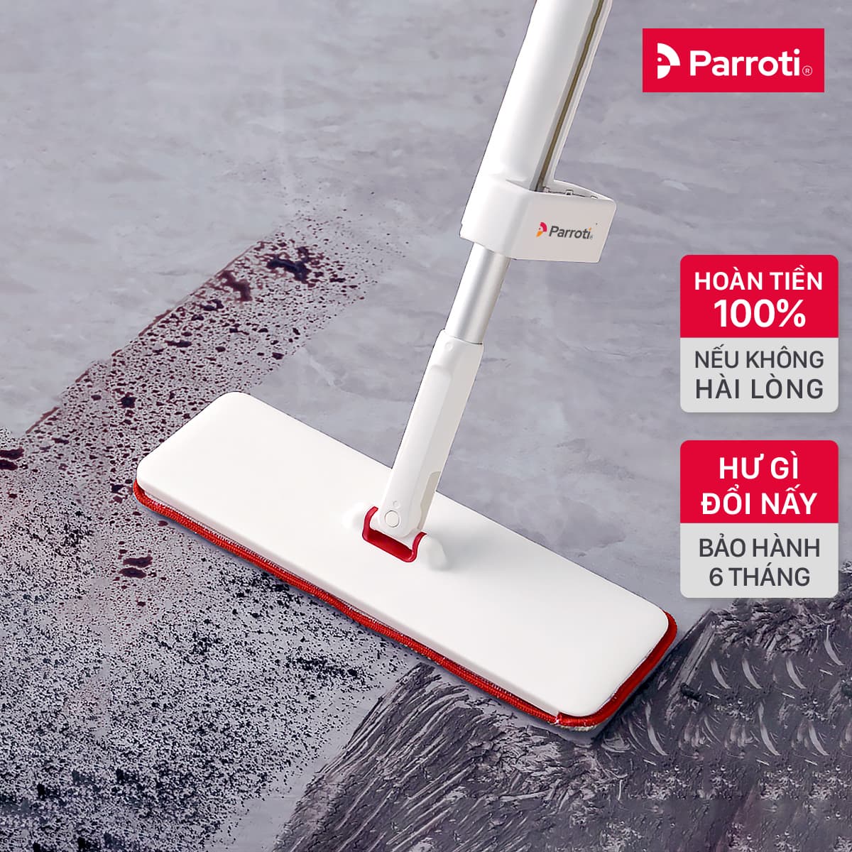 Cây lau nhà tự vắt thông minh đa năng cao cấp Parroti Magic MG01 Tặng 1 Miếng Lau