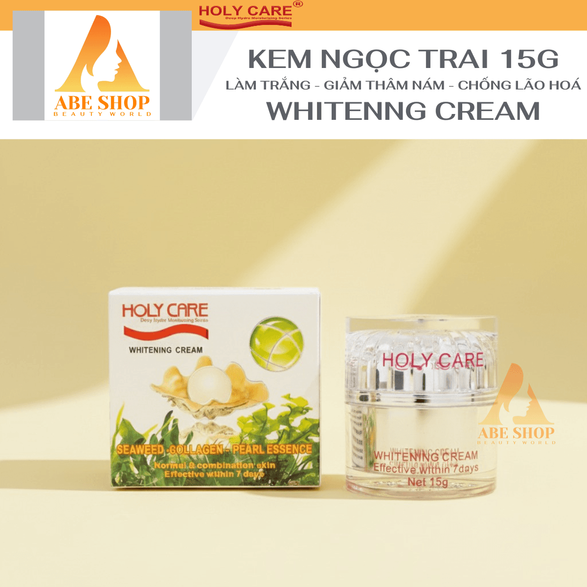 Kem HOLY CARE Ngọc Trai 15g Làm Trắng Chống Nhăn Ngừa Lão Hóa Giảm Mụn