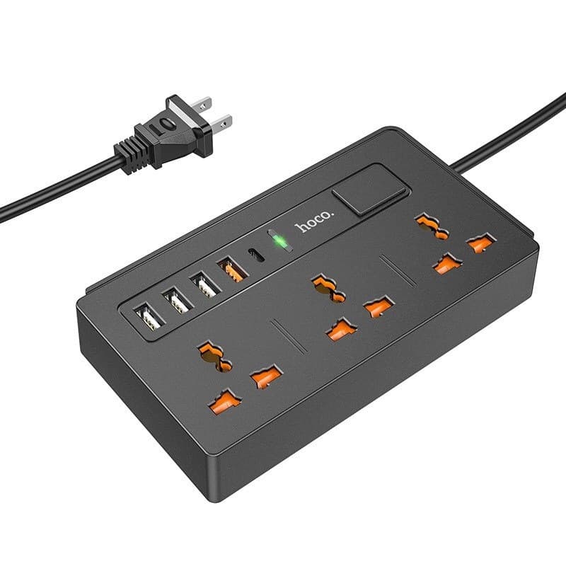 Ổ cắm điện đa năng Hoco DC15 sạc nhanh PD18W hỗ trợ 4 cổng USB cổng AC tiện dụng