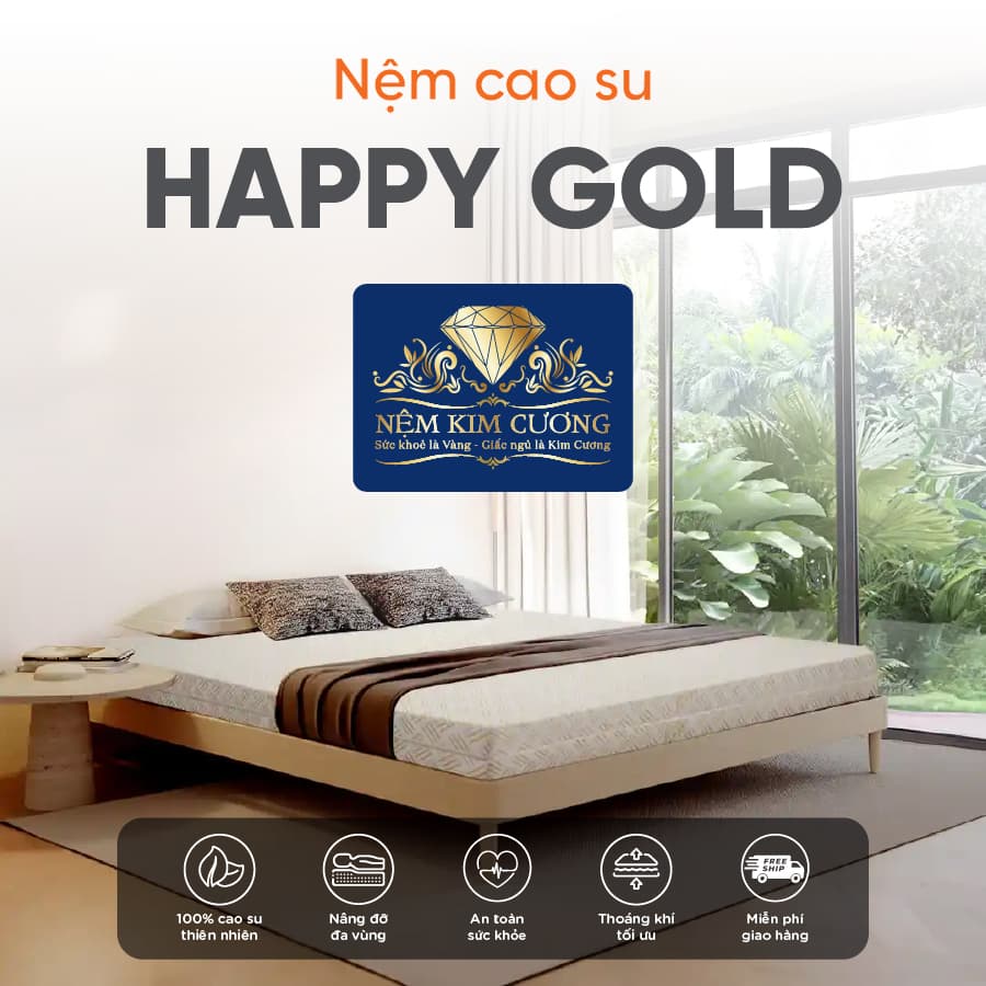 Nệm cao su Kim Cương Happy Gold 120x200x5cm