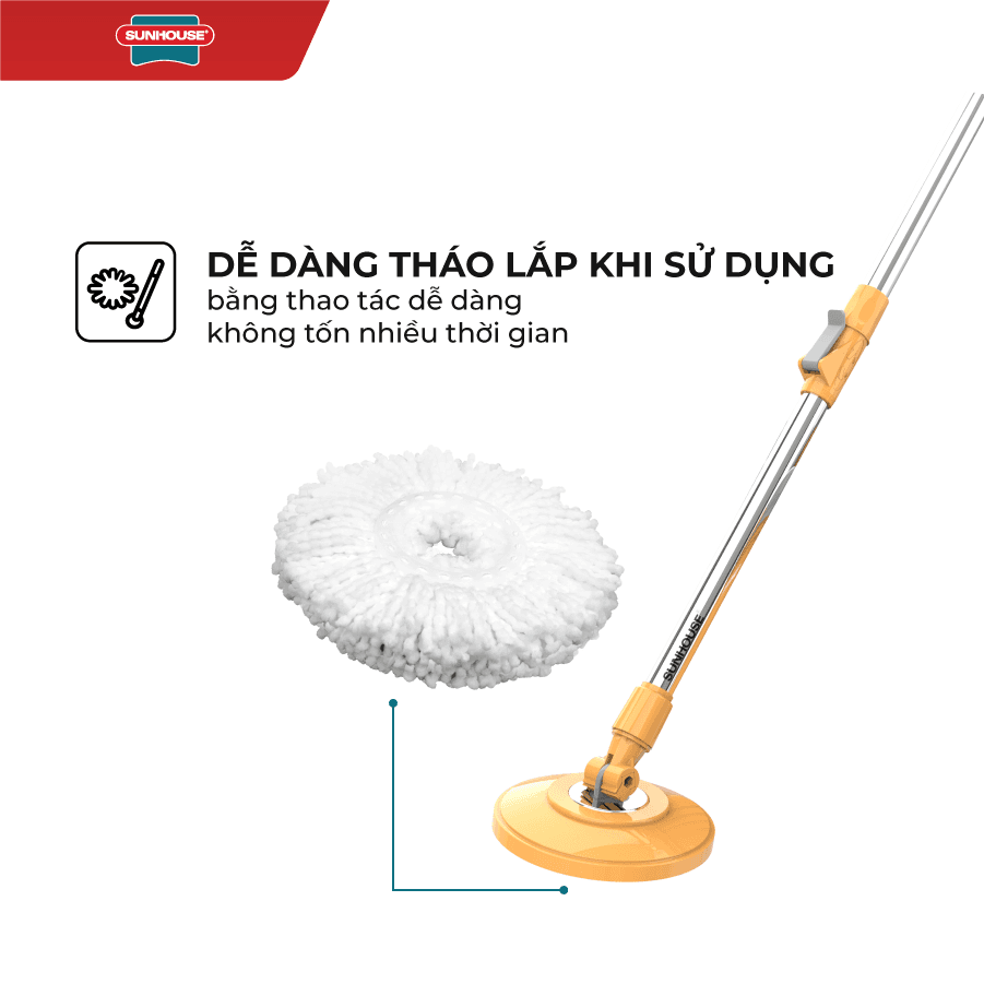 Bông Lau Nhà Microfiber Xoay 360 Độ Sunhouse KS CO350M