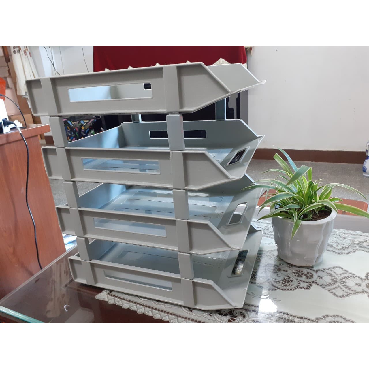Kệ ráp hồ sơ 4 tầng màu xám Xukiva 190 4