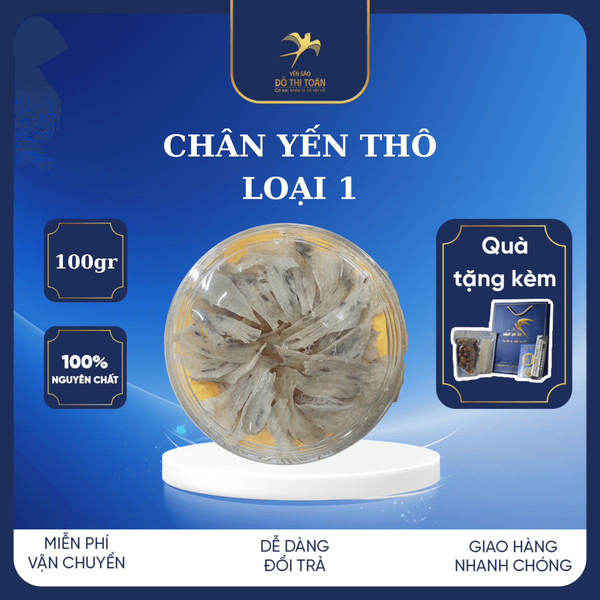 Chân yến thô loại 1 hộp 100gr Chân lớn chưng nở ăn giòn ngon Giúp đẹp da tăng cường sức khỏe Yến sào cao cấp Đỗ Thị Toán